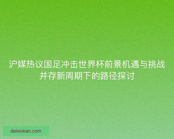 沪媒热议国足冲击世界杯前景机遇与挑战并存新周期下的路径探讨